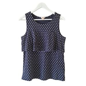 J. Crew Navy Polka Dot Crew Neck Sleeveless Top - Size Small